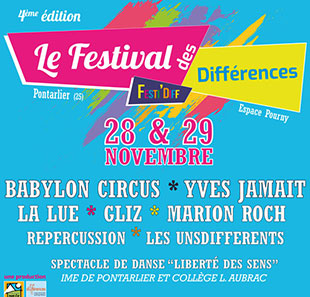 Variété en Frans chanson FESTIVAL DES DIFFERENCES 2020 BILLET 1 JOUR DU 28 au 29/11/20 PONTARLIER